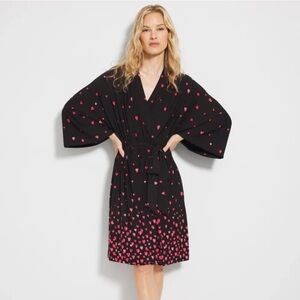 Soma Cool Nights Floating Hearts Kimono Short Robe ❤️